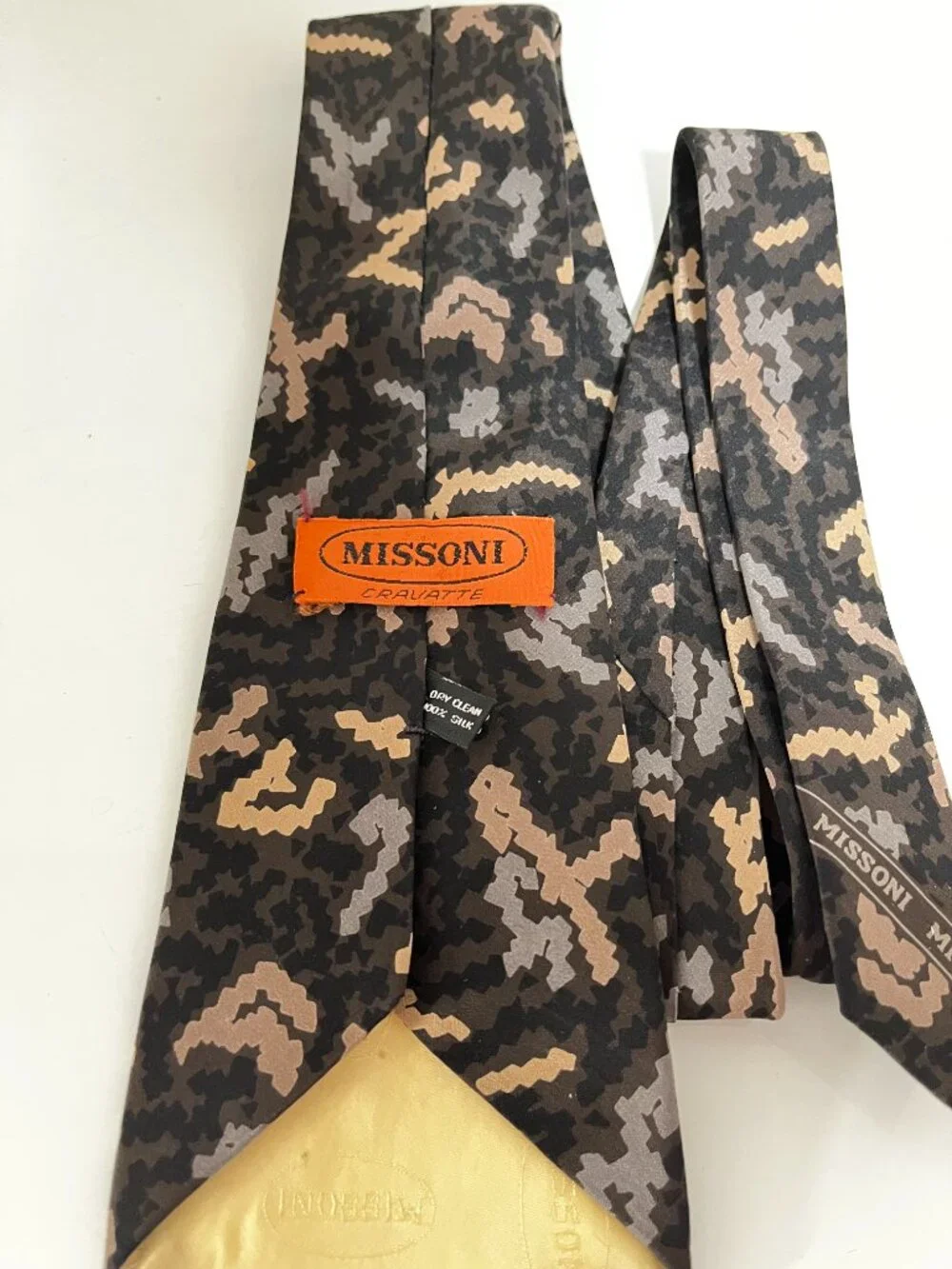 MISSONI CRAVATTE Geometric Multicolor Made in Spain SILK NECKTIE- Preowned